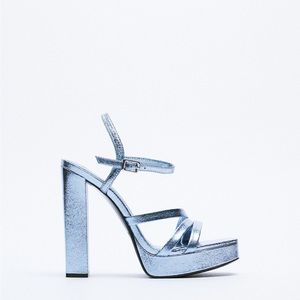 Zara blue metallic platforms
